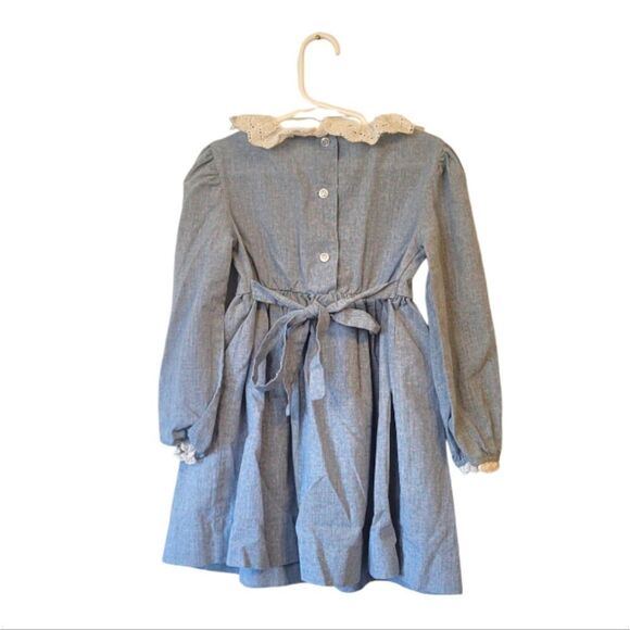 Vintage Girl's Atlanta Mills Inc Blue Ditzy Floral Collared Dress - Picture 2 of 7